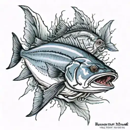 Bluefish Eating Mackrel