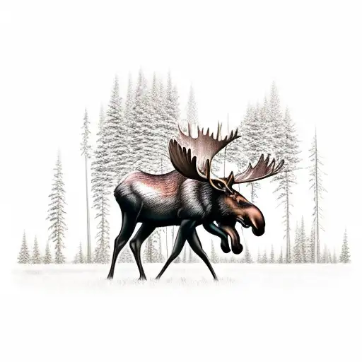 Moose Charging Tree