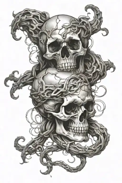 Intertwined Skulls Representing Dark Periods