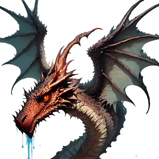 Giant Dragon Wings Tears And Scars On The Wings And Membrane