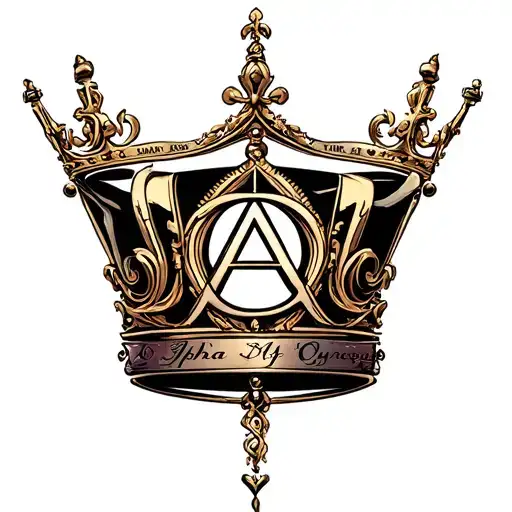 Alpha Omega Logo Above The Crown