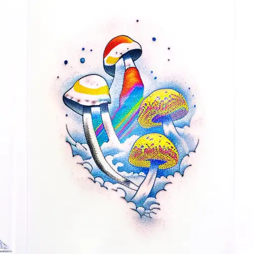 Tattoo Nuclear Mushroom Cloud Rainbow