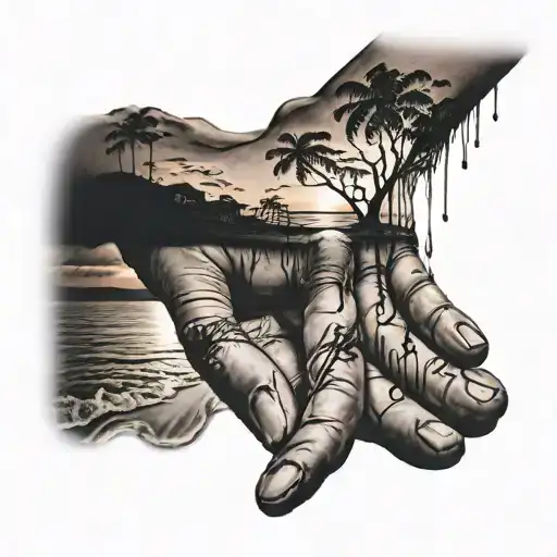 Woman Hands Holding Dripping Beach Sunset