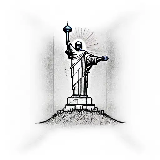 Cristo Redentor With Moon