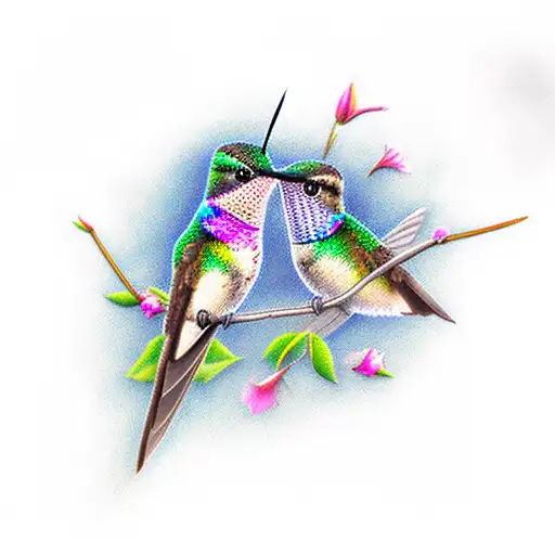 2 Hummingbird With Flower