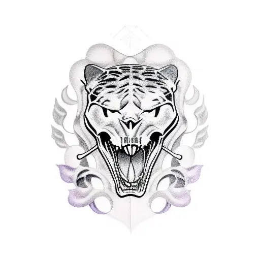 Panther Skull With Violets