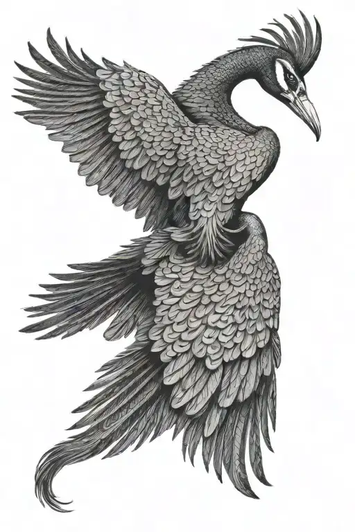 Peacock Pelican Flying Outline