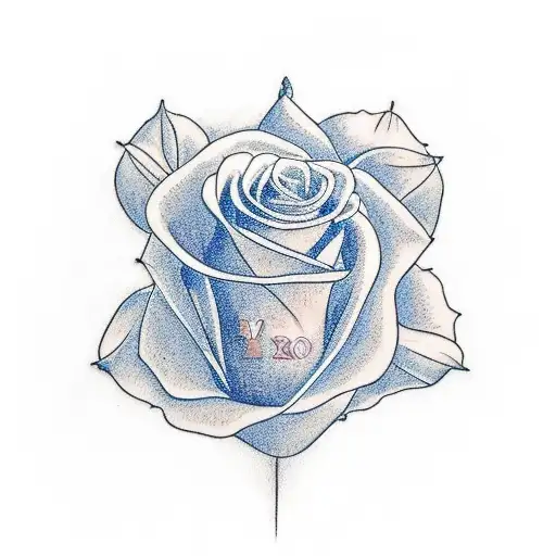 The Name Martha With A Blue Rose And A Hand Reaching Out For A Teenage Girl With A Pixie Cut