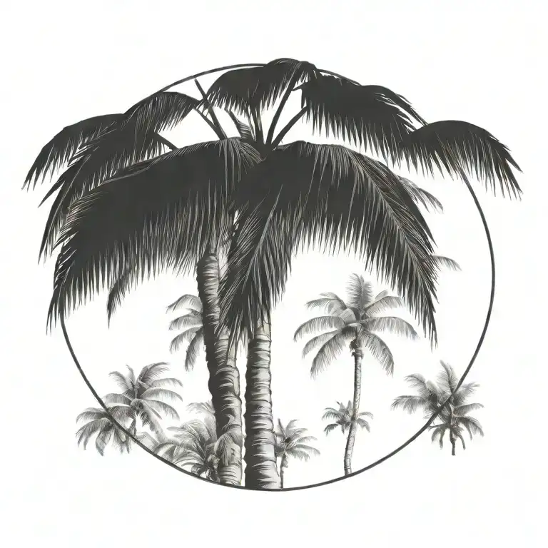 Palm Botanic Style Drawing