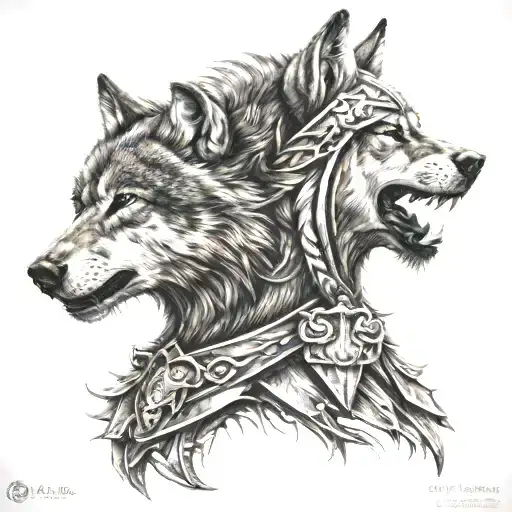 Wolf And A Spartan Warrior