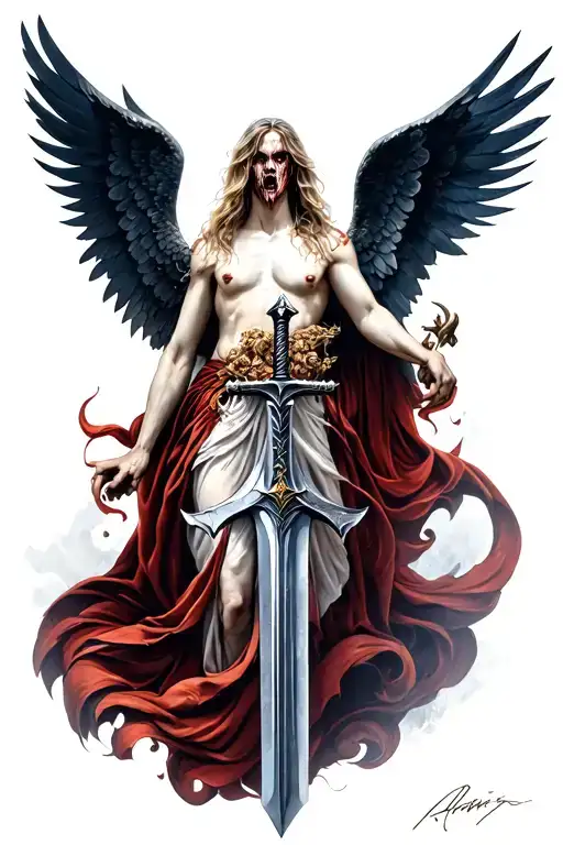 Evil Angel Vs Angel Holding A Sword