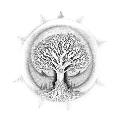 Tree Of Life With Writing Around Circumference