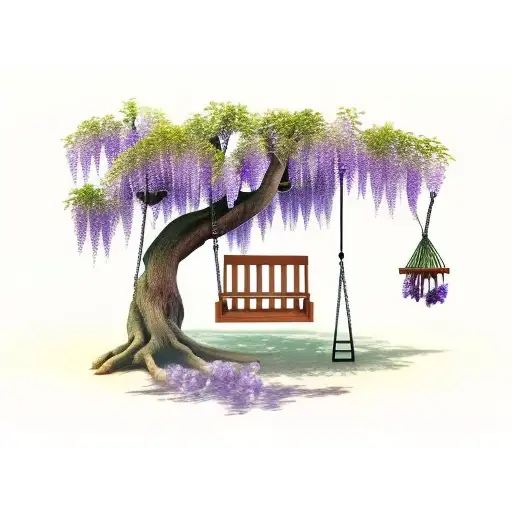 Wisteria Tree With One Wooden Swing