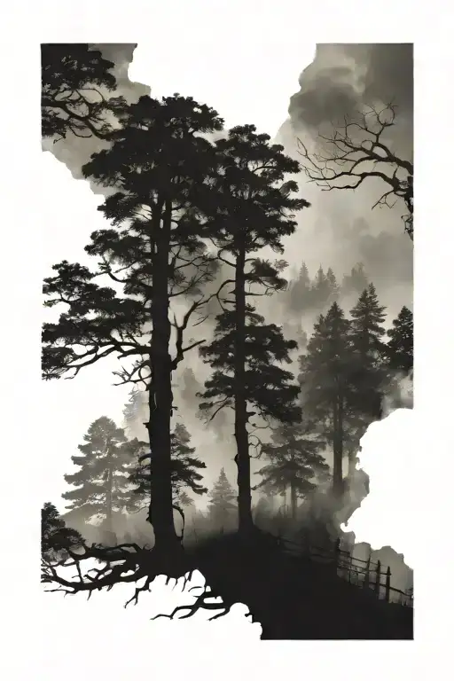 Spooky Forest With Fog