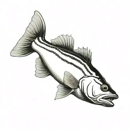 Striped Bass Fish Swimming Gracefully