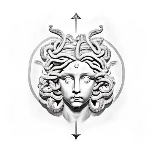 Statue Medusa Head In Sicillian Flag