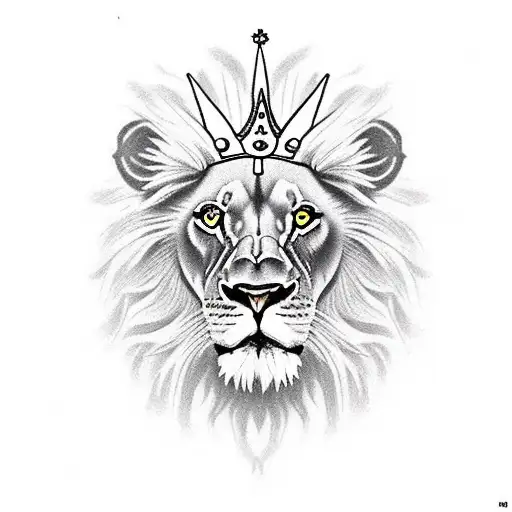 Lion With Crown And Scar On The Right Eye