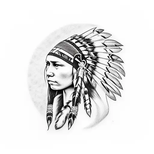 American Indian Girl In Forest