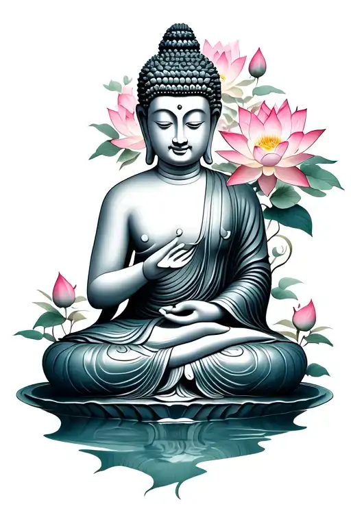 Buddha Time Running Lotus Flower Blooming