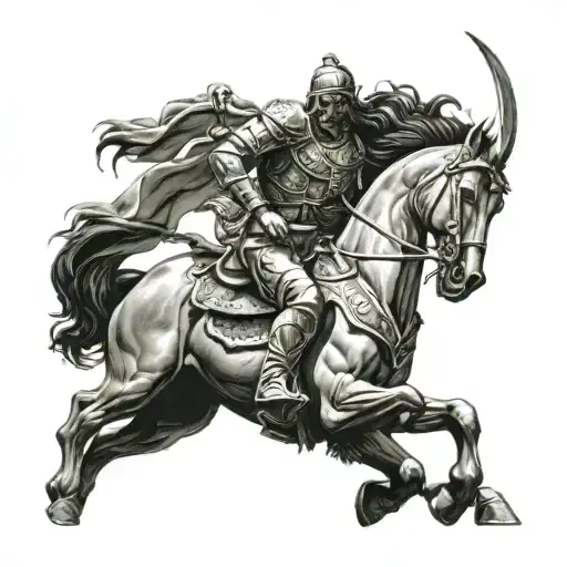 Scythian Warrior Riding On A Fire Breathing Horse