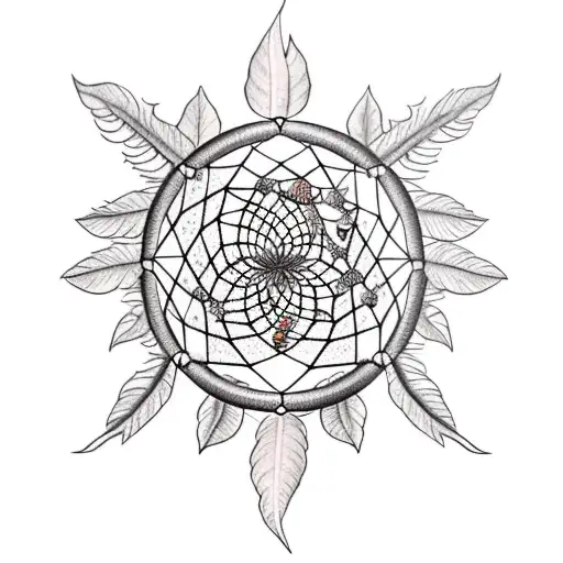 A Dreamcatcher Intertwined With Coffee Plant Leaves