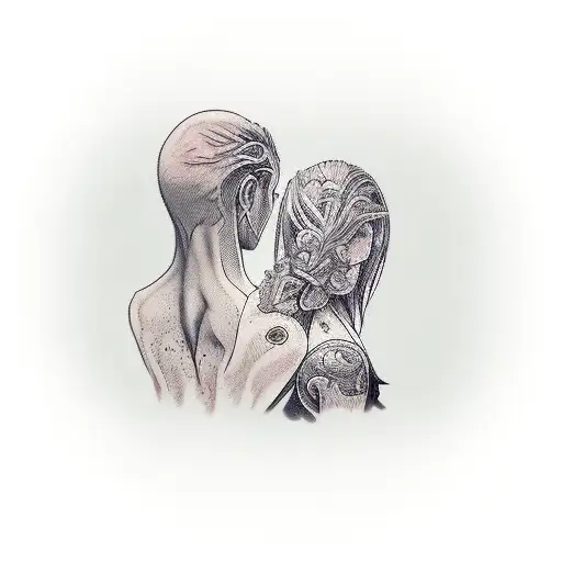 Android Full Body Male With Human Full Body Female Girlfriend