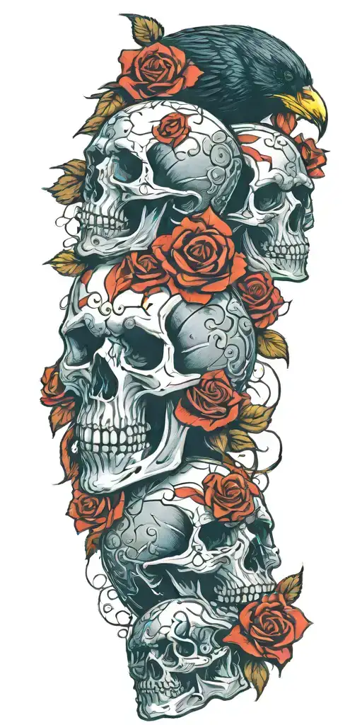 Skulls Roses And Raven