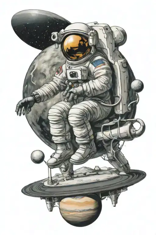 Astronaut Sitting On Saturn With The Words The World Is Yours Being It