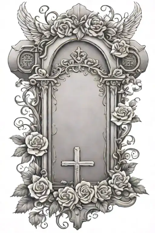 Feminine Headstone Blank Text Space