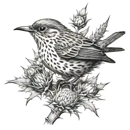 Thistle And Thrush Bird