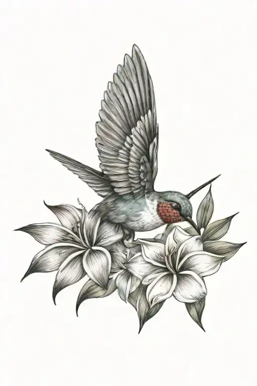 Hummingbird And Frangipani And Stars