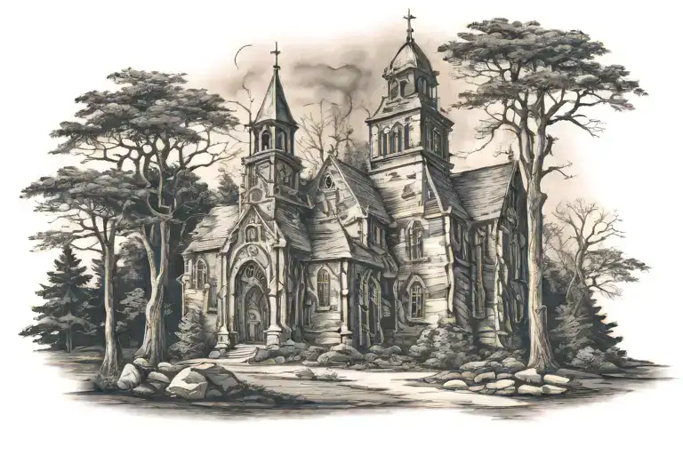 Church With Spooky Forest