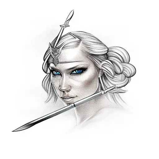 Valkyrie With Spear In Scandinavian Style