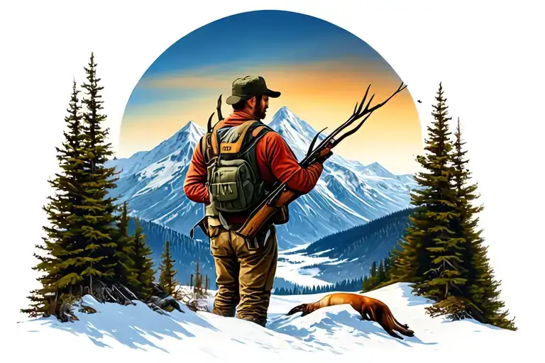 Mountain And Hunting Scene