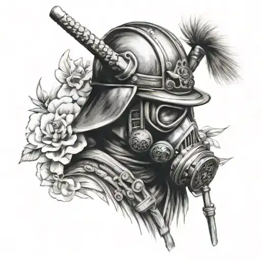 Samurai Hat And Gas Mask