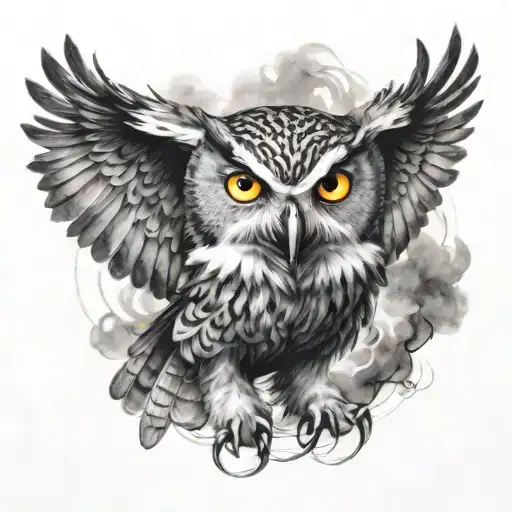 Angry Owl Flying Towards