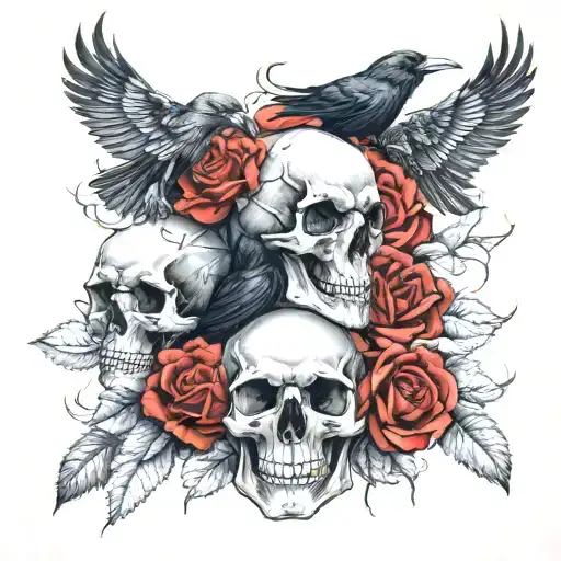 Skulls Roses And Raven