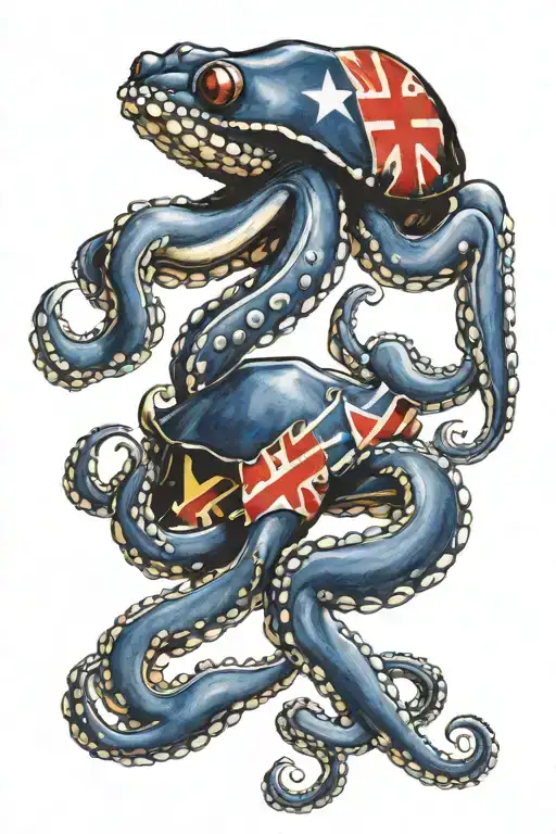 Octopus Blue Crab And Maryland State Flag Intertwined