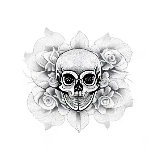 Crow Skull With Flower