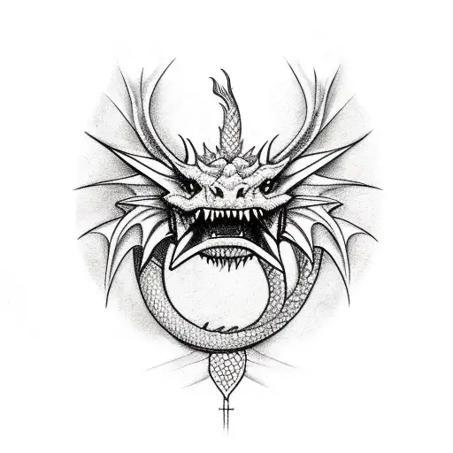 Sketch Of A European Dragon Tattoo On The Forearm