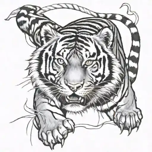 Colon Cancer Ribbon Swinging Tiger Emerging
