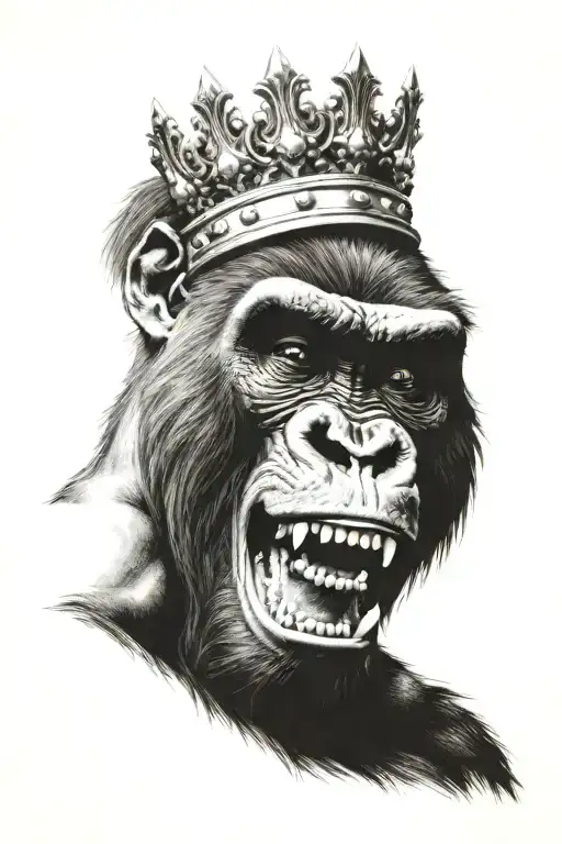 Screaming Gorilla Wearing A Crown