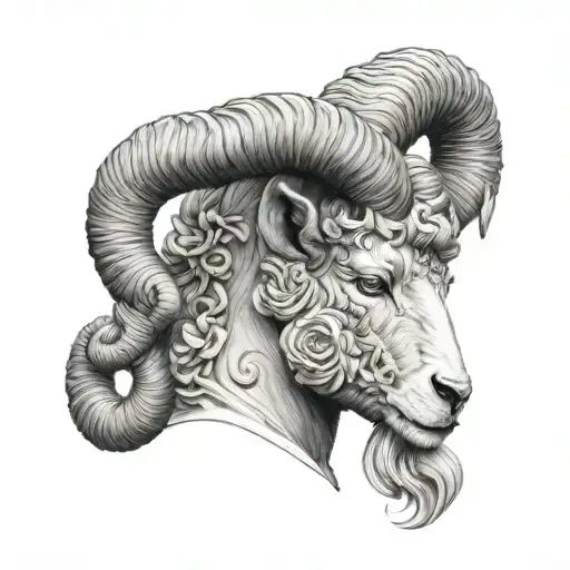 3D Realistic Female Aries Tattoo Featuring A Woman Representing The Sign In Color