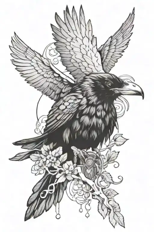 Realistic Nordic Raven Listening To Lorna Shore