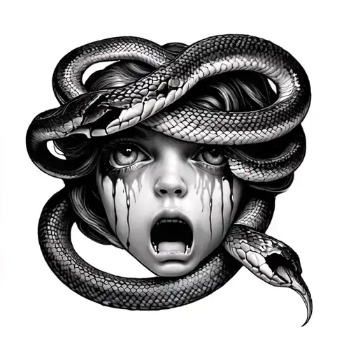 Medusa Eyes Crying With Snake Wrapped