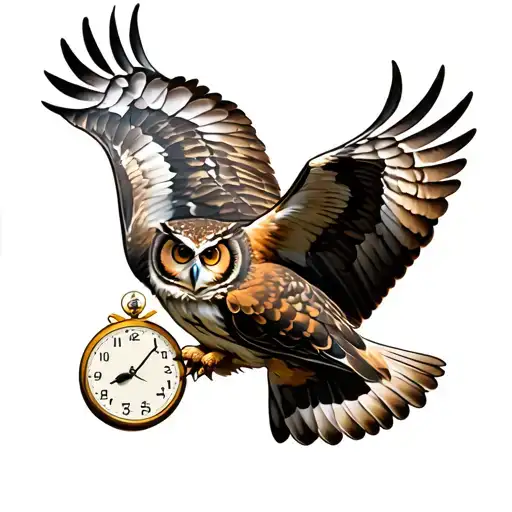 Owl Flying With A Stop Watch
