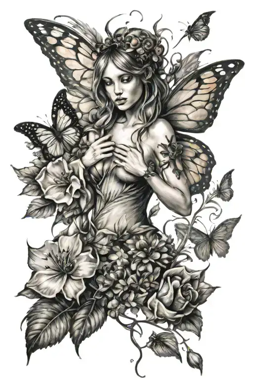 Fairy With Flowers Coming