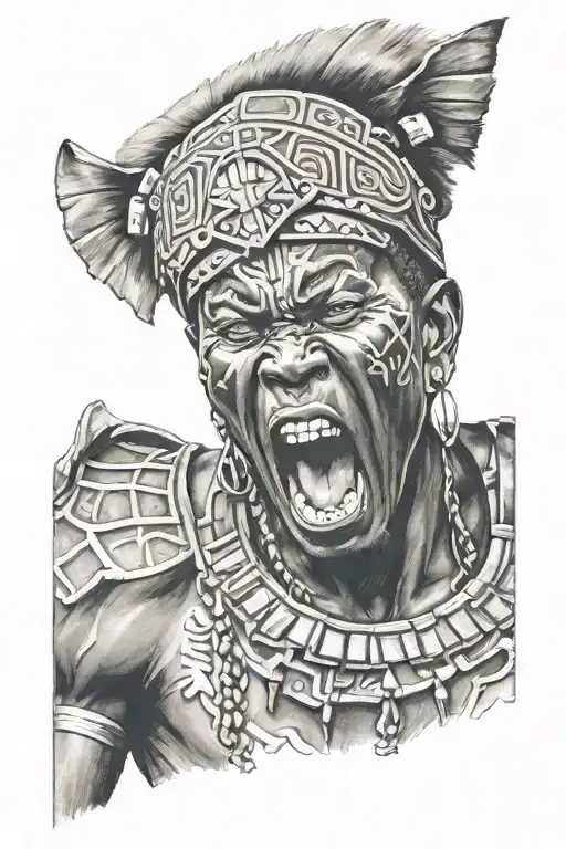 African Warrior Yelling