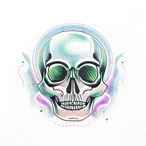 Northern Lights With Skull