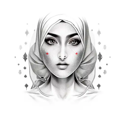 Arabic Girl Face Black And Grey With Background